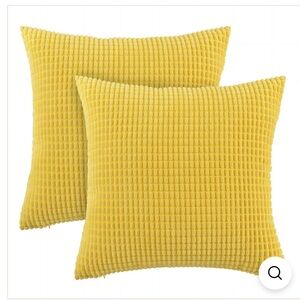 NWT Corduroy Lemon Yellow Textured Pillow Covers - 3 included